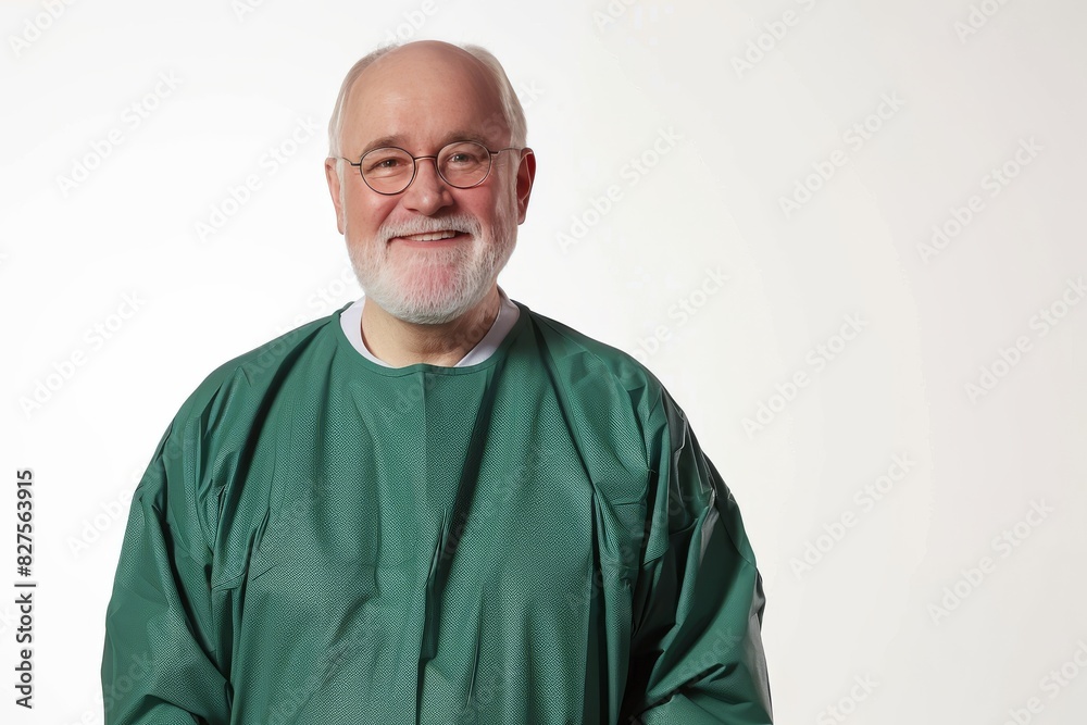 Joyful elderly surgeon in green scrubs, exuding warmth and approachability in medicine Joyful elderly surgeon in green scrubs, exuding warmth and approachability in medicine