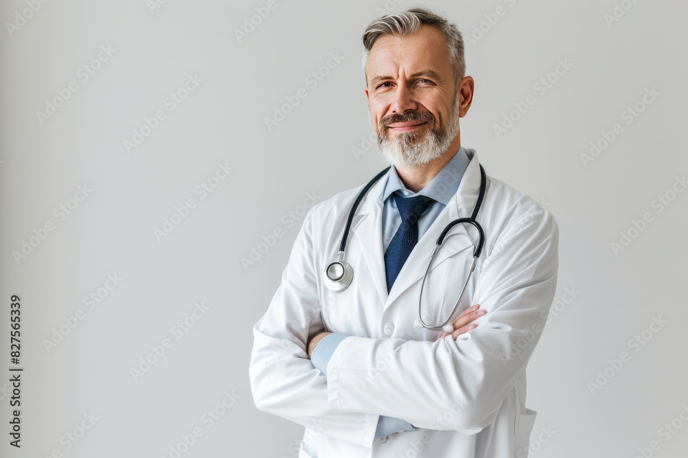 Elderly doctor in lab coat, showcasing a lifetime of knowledge and medical acumen Elderly doctor in lab coat, showcasing a lifetime of knowledge and medical acumen