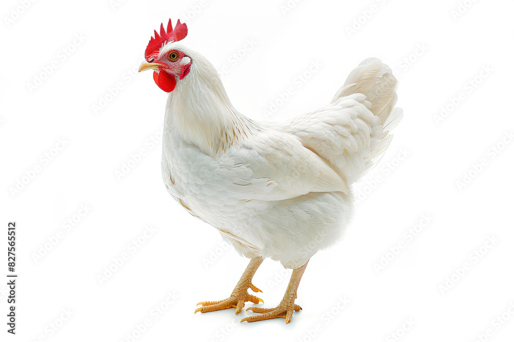 White Hen Isolated on White Background