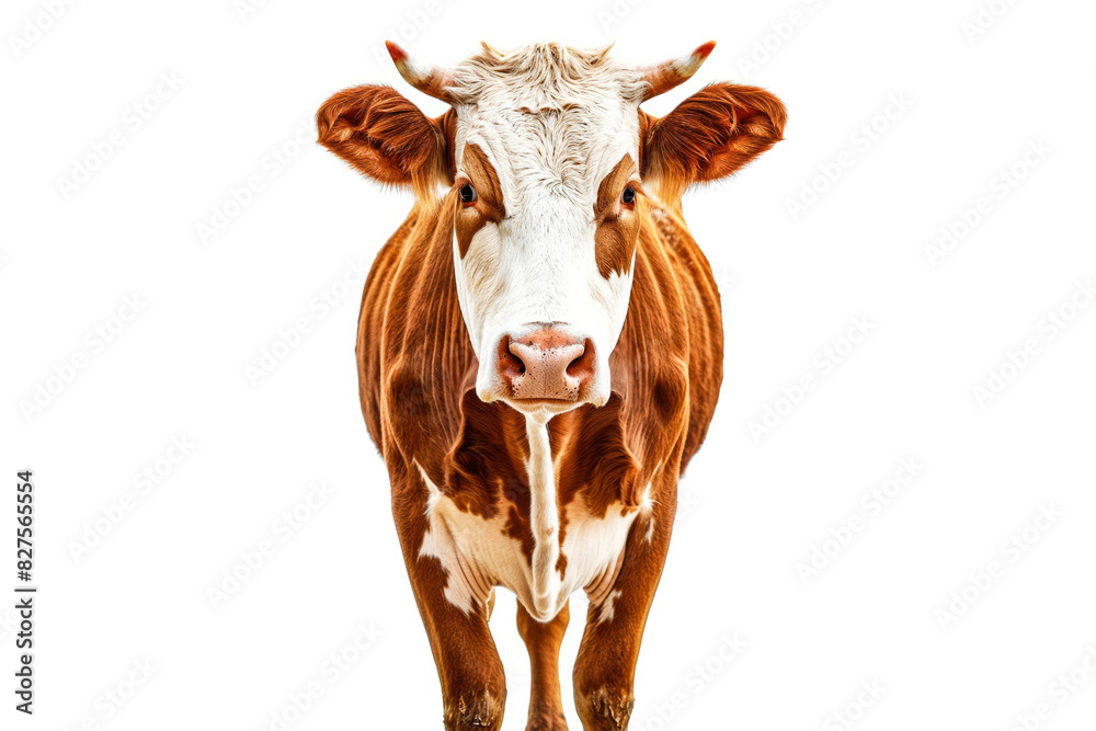 Brown and White Cow Isolated on White Brown and White Cow Isolated on White