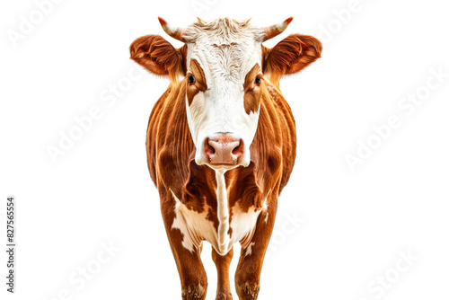 Brown and White Cow Isolated on White