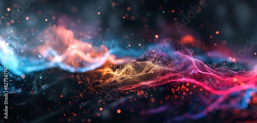 A Stunning Ultra View  Waves and Particles Dance on a Gradient Background with Colorful Particles  Creating a Mesmerizing HD Wallpaper that Captures the Harmony and Beauty of Waves and Particles Blend