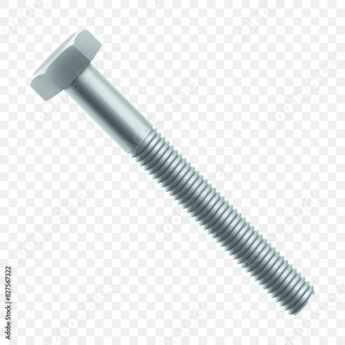 Isometric vector illustration steel bolt or screw and hex nut isolated on white background. Realistic 3d stainless steel bolt and nut icon. screw-nuts and bolts.