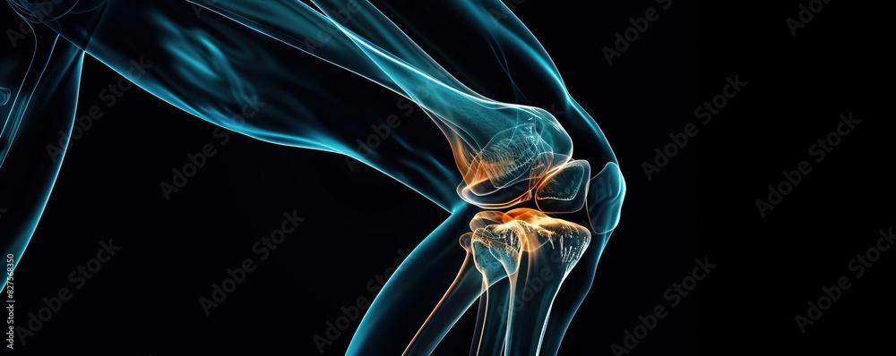 A medical Xray showcasing the knee joint, offering a clear view of bone ...