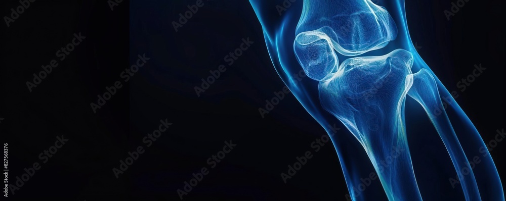 Bone Allignment A medical Xray showcasing the knee joint, offering a clear view of bone ...