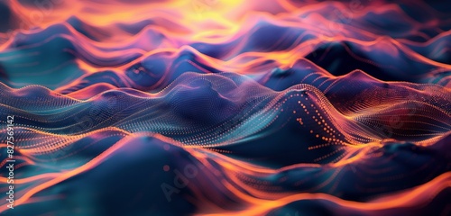 A Stunning Ultra View: Waves and Particles Dance on a Gradient Background with Colorful Particles, Creating a Mesmerizing HD Wallpaper that Captures the Harmony and Beauty of Waves and Particles Blend