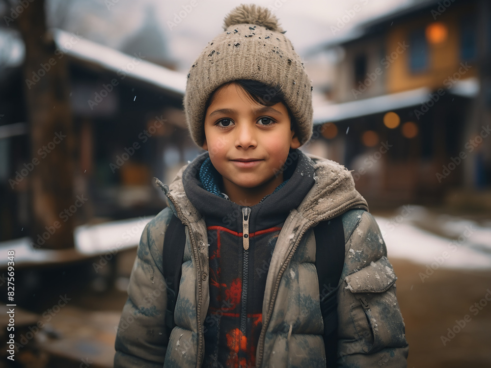 Image captures a Himalayan child in Kullu, Himachal Pradesh, India, February 4, 2019 Image captures a Himalayan child in Kullu, Himachal Pradesh, India, February 4, 2019