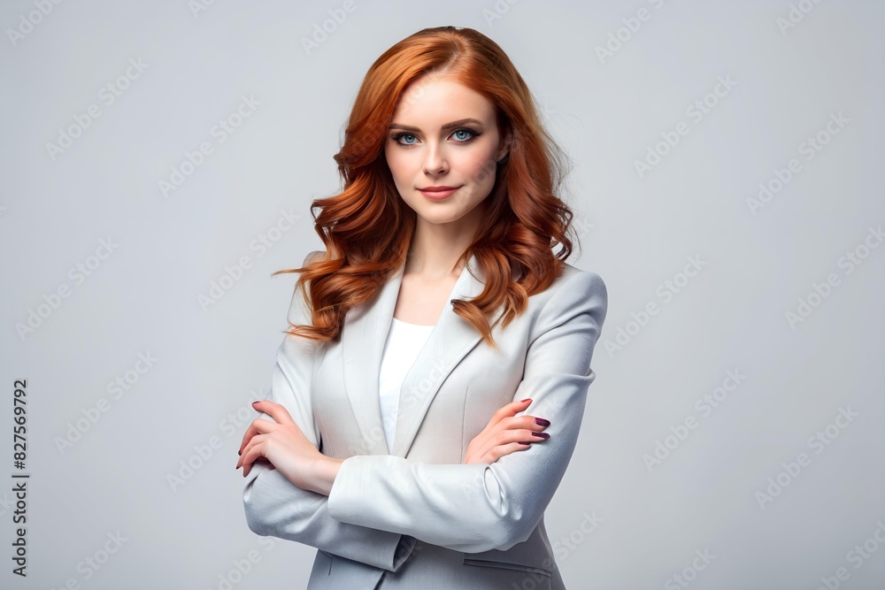 Confident businesswoman in a professional suit, smiling with crossed arms, exuding success and confidence
Confident businesswoman in a professional suit, smiling with crossed arms, exuding success and confidence