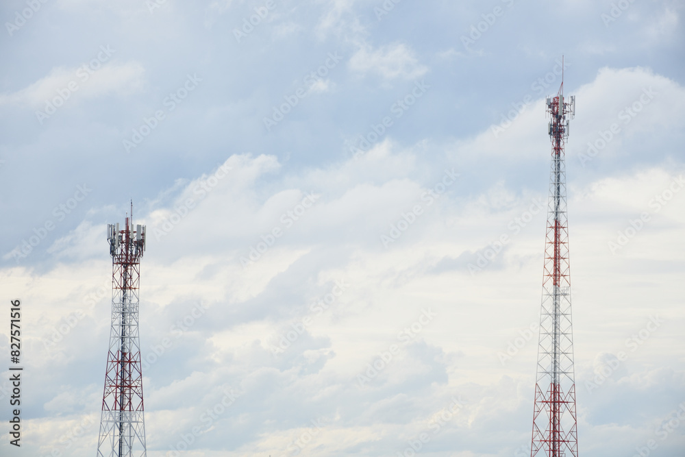 Telecommunication towers and transmission lines for local signal and modern technology internet. Telecommunication towers and transmission lines for local signal and modern technology internet.
