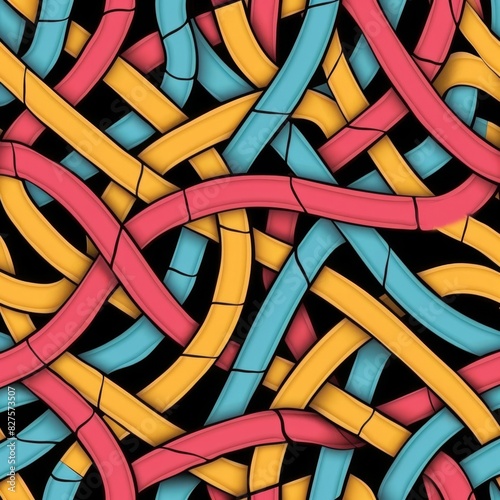 Abstract Interwoven Patterns of Ropes Representing Complex Relationships and Life's Challenges. Artistic Design, Graphic, Seamless, 4K HD Wallpaper. AI-Generated Background.