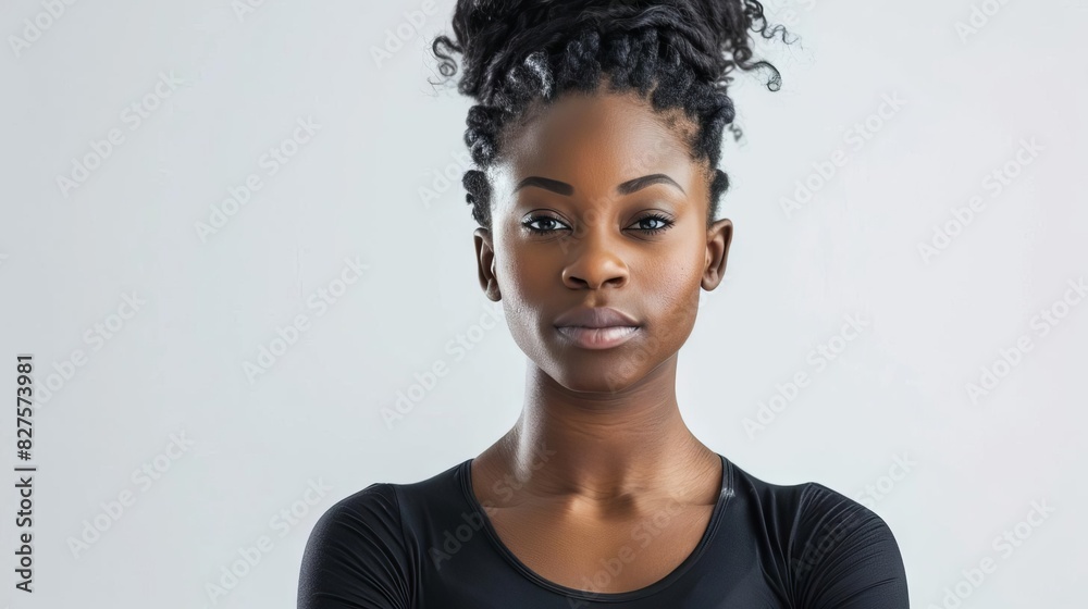 nigerian woman in her 30s wearing leggings or tights white background portrait nigerian woman in her 30s wearing leggings or tights white background portrait