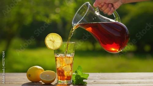 Summer refreshing cold lemonade and iced tea