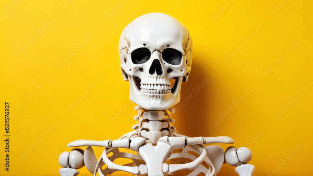 humanoid robot sitting on a yellow background. humanoid robot sitting on a yellow background.