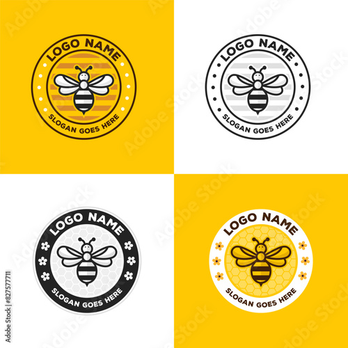 Honey Bee Logo Set. Bee Logo Concepts for Beekeeping and Honey Business