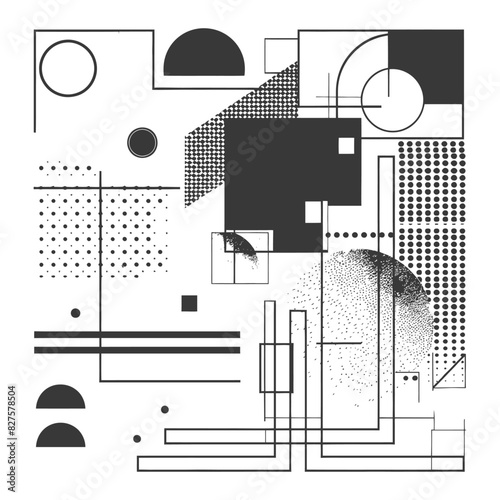 Abstract geometric shapes using Bauhaus memphis design black color