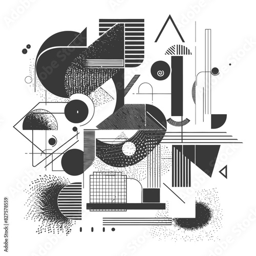 Abstract geometric shapes using Bauhaus memphis design black color