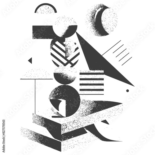 Abstract geometric shapes using Bauhaus memphis design black color