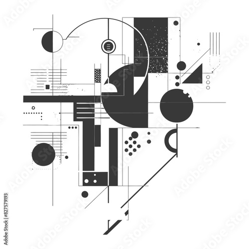 Abstract geometric shapes using Bauhaus memphis design black color