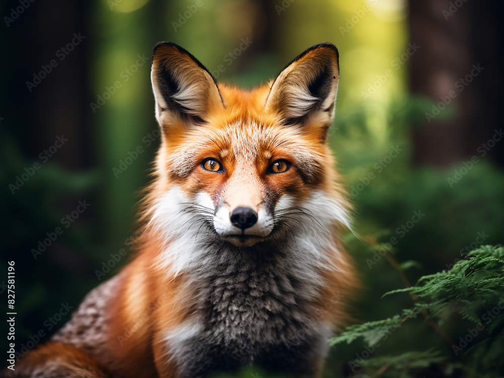 A shallow depth-of-field shot reveals a red fox in woodland A shallow depth-of-field shot reveals a red fox in woodland