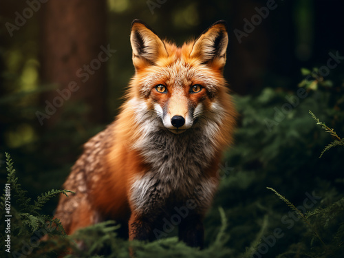 The camera captures a red fox's gaze in the forest © Llama-World-studio