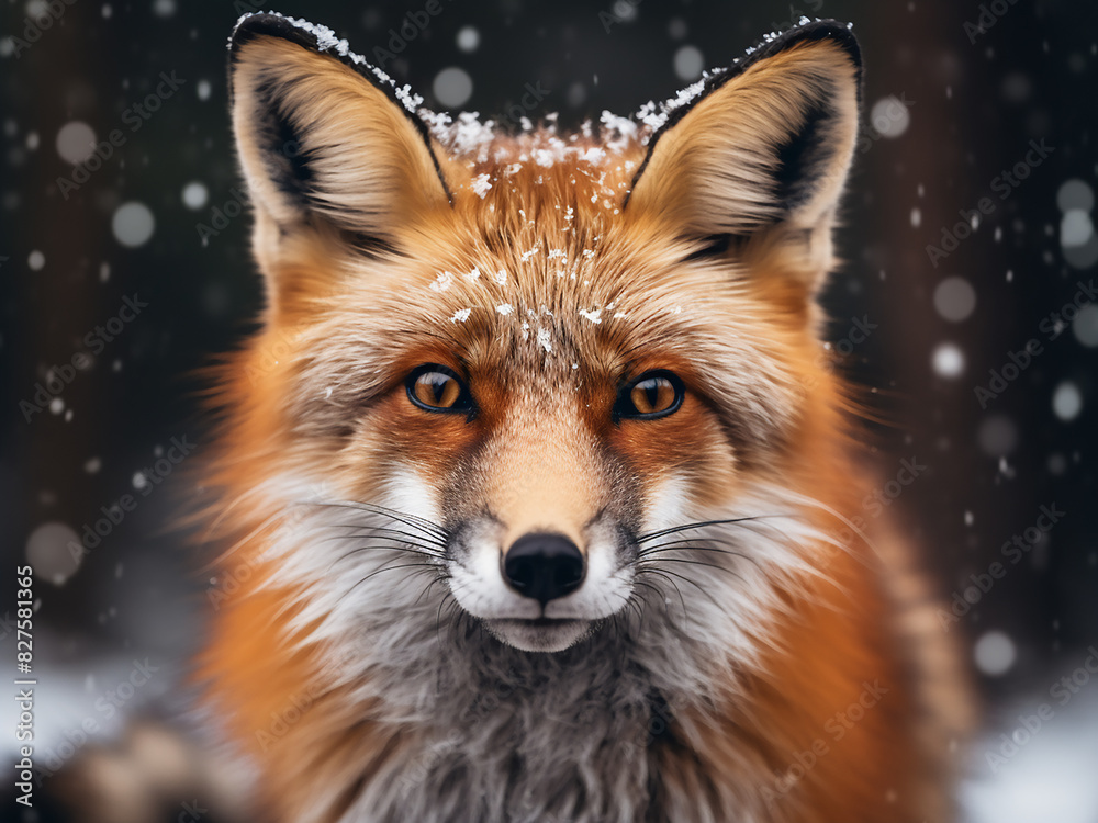 Winter's focus the intense gaze of a red fox, Vulpes vulpes