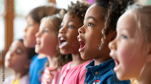 Boys and girls singing, generative AI