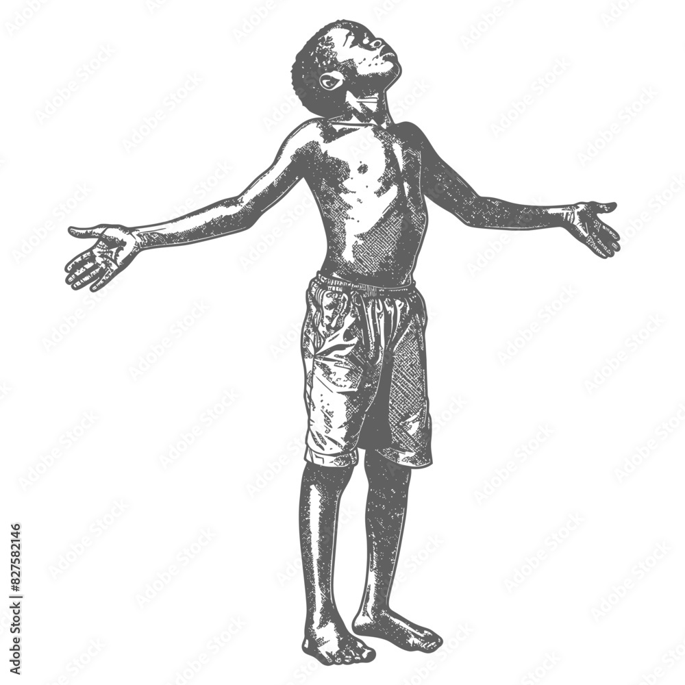 Fototapeta premium african boy full body black color only