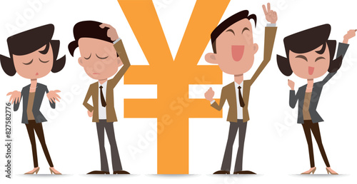 株取引で喜怒哀楽する会社員の男女