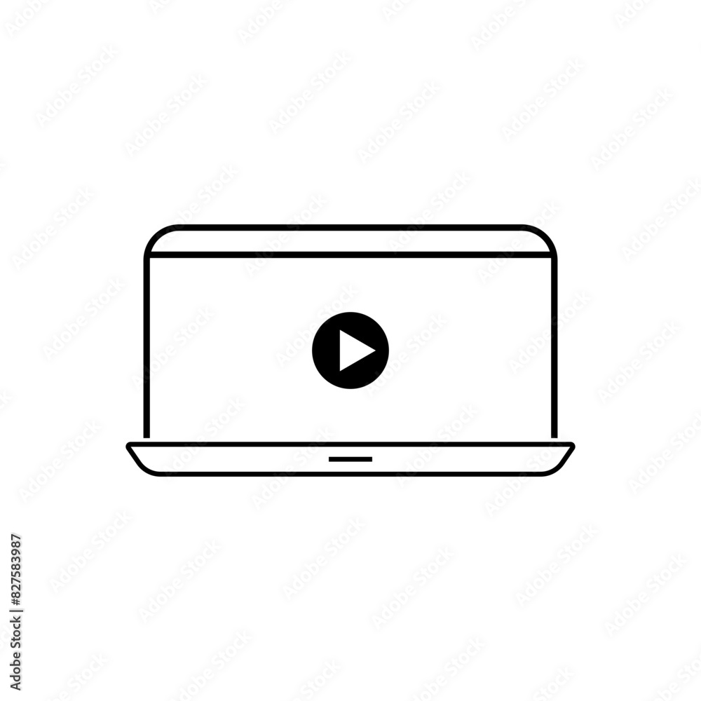 video play button in laptop, icon video play button in laptop, icon