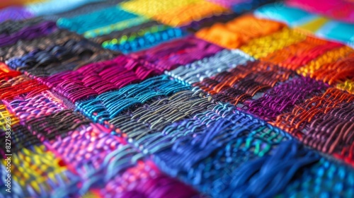 textile weaving magic vibrant colors and dynamic motion captured in abstract loom artwork photo