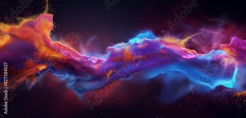 A Stunning Ultra View: Waves and Particles Dance on a Gradient Background with Colorful Particles, Creating a Mesmerizing HD Wallpaper that Captures the Harmony and Beauty of Waves and Particles Blend