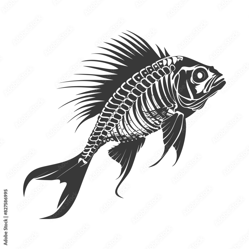 Silhouette Fish skeleton black color only
