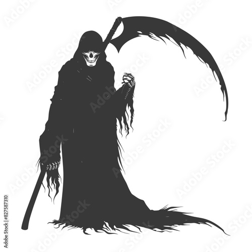 Silhouette grim reaper full body black color only