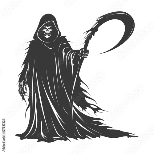 Silhouette grim reaper full body black color only