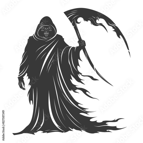 Silhouette grim reaper full body black color only