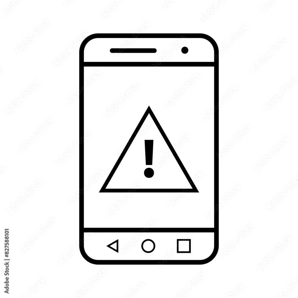 warning triangle sign in phone, icon warning triangle sign in phone, icon