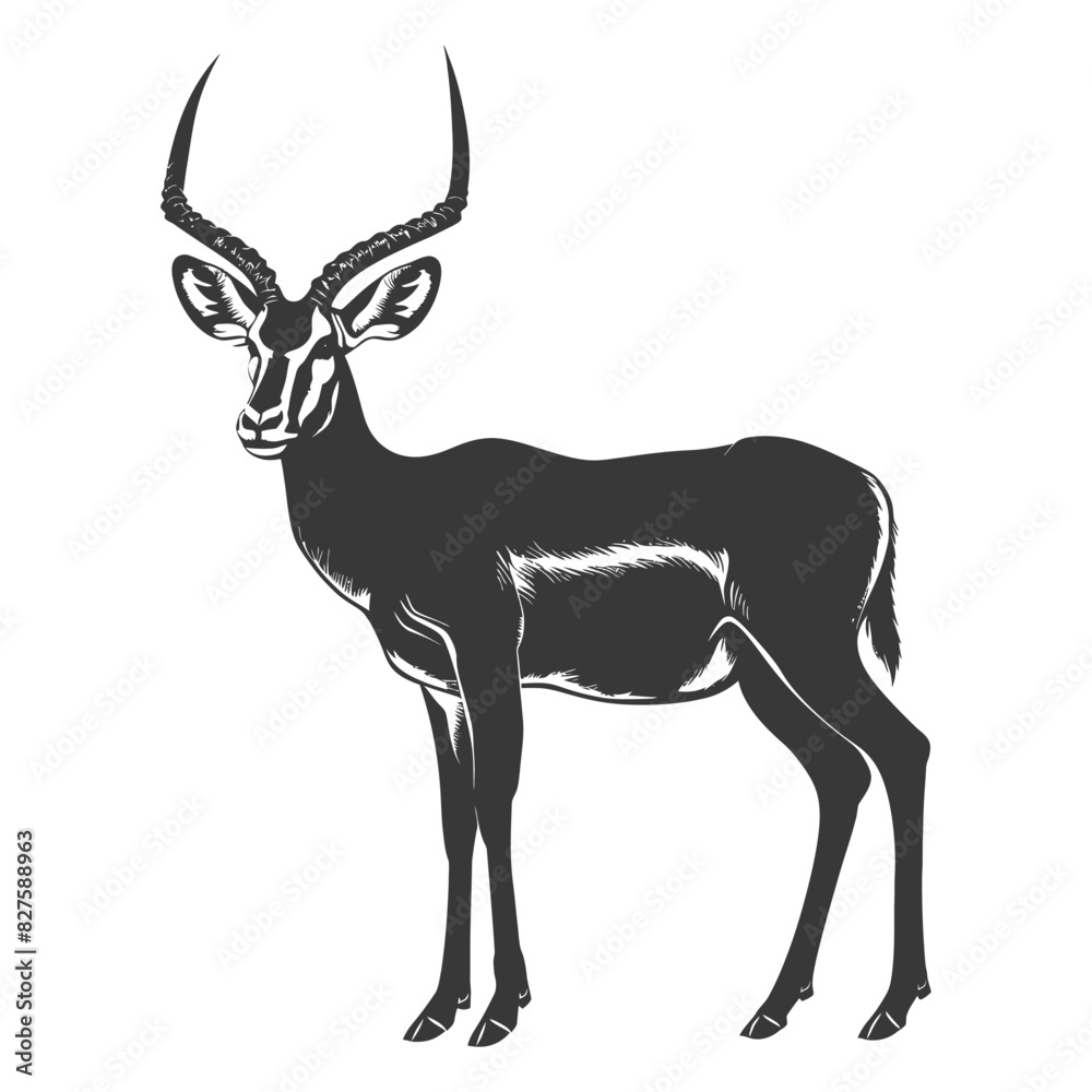 Silhouette impala animal full body black color only