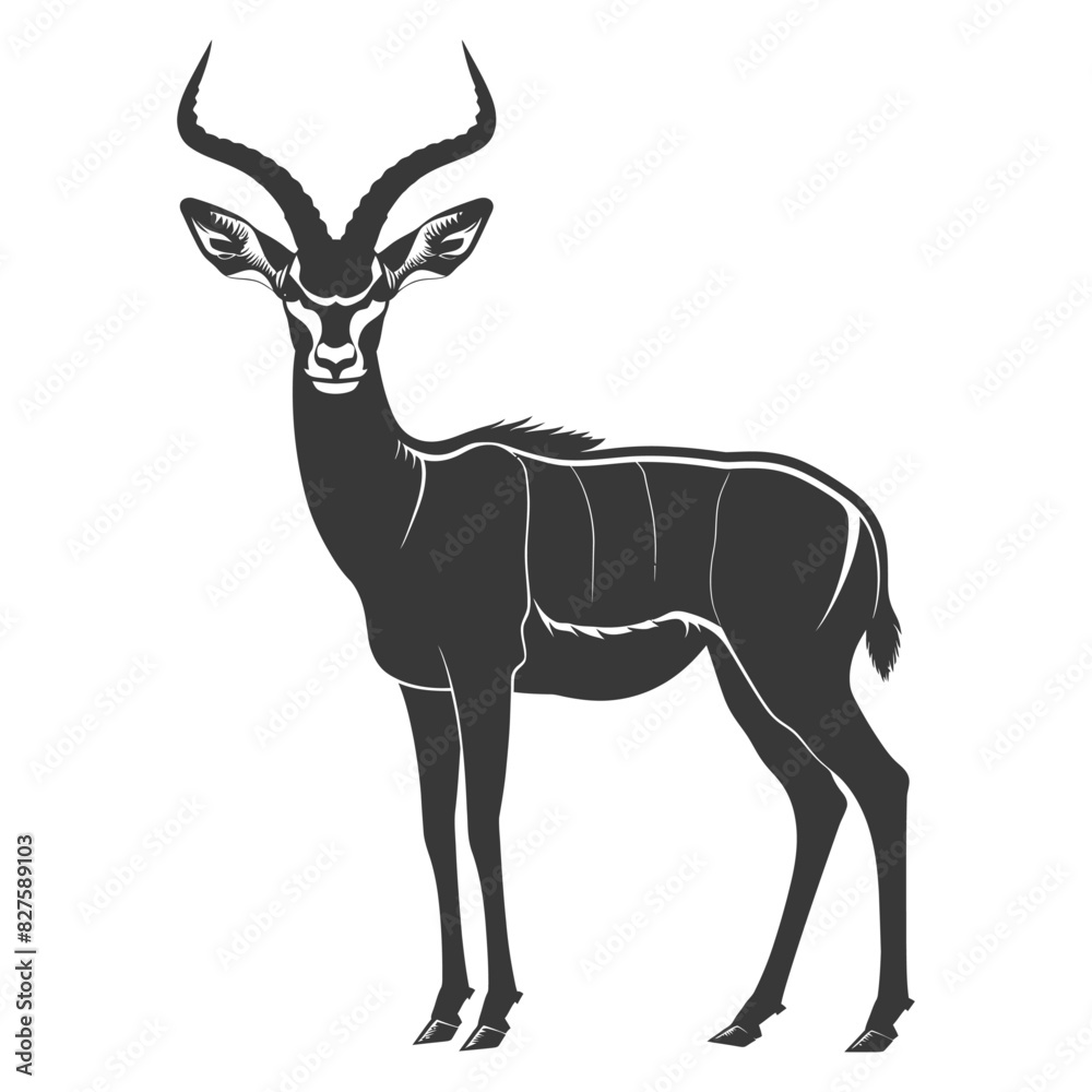 Silhouette impala animal full body black color only Silhouette impala animal full body black color only