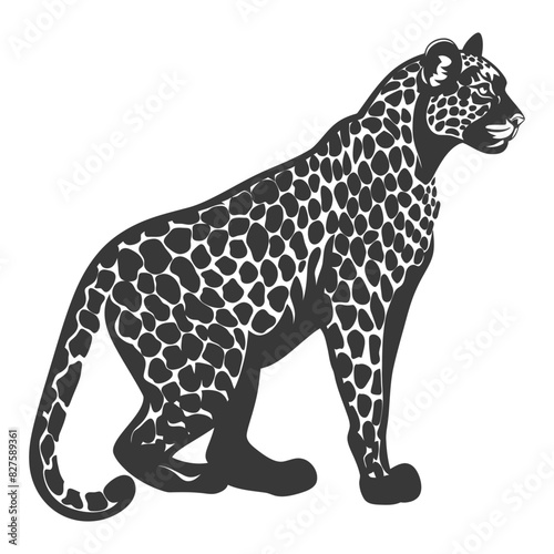 Silhouette Leopard animal full body black color only