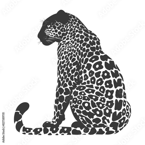 Silhouette Leopard animal full body black color only