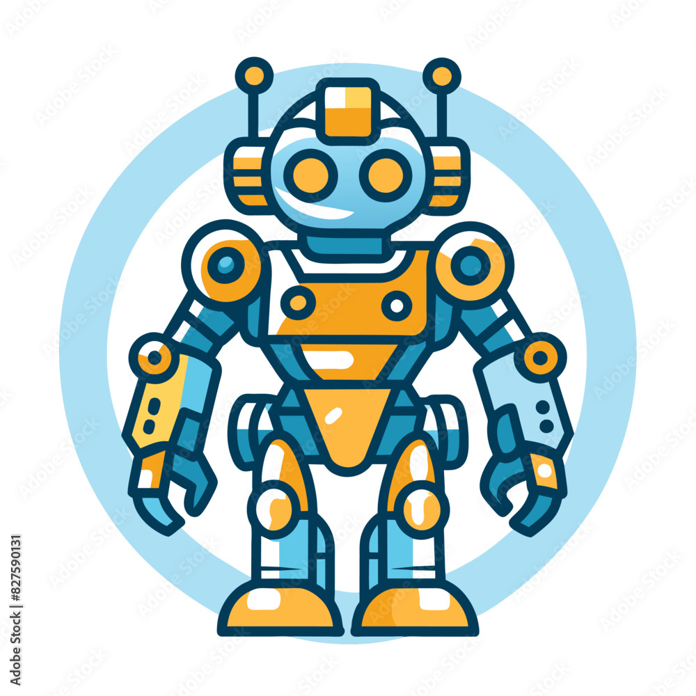 Cartoon Robot with Blue and Yellow Color Scheme Cartoon Robot with Blue and Yellow Color Scheme