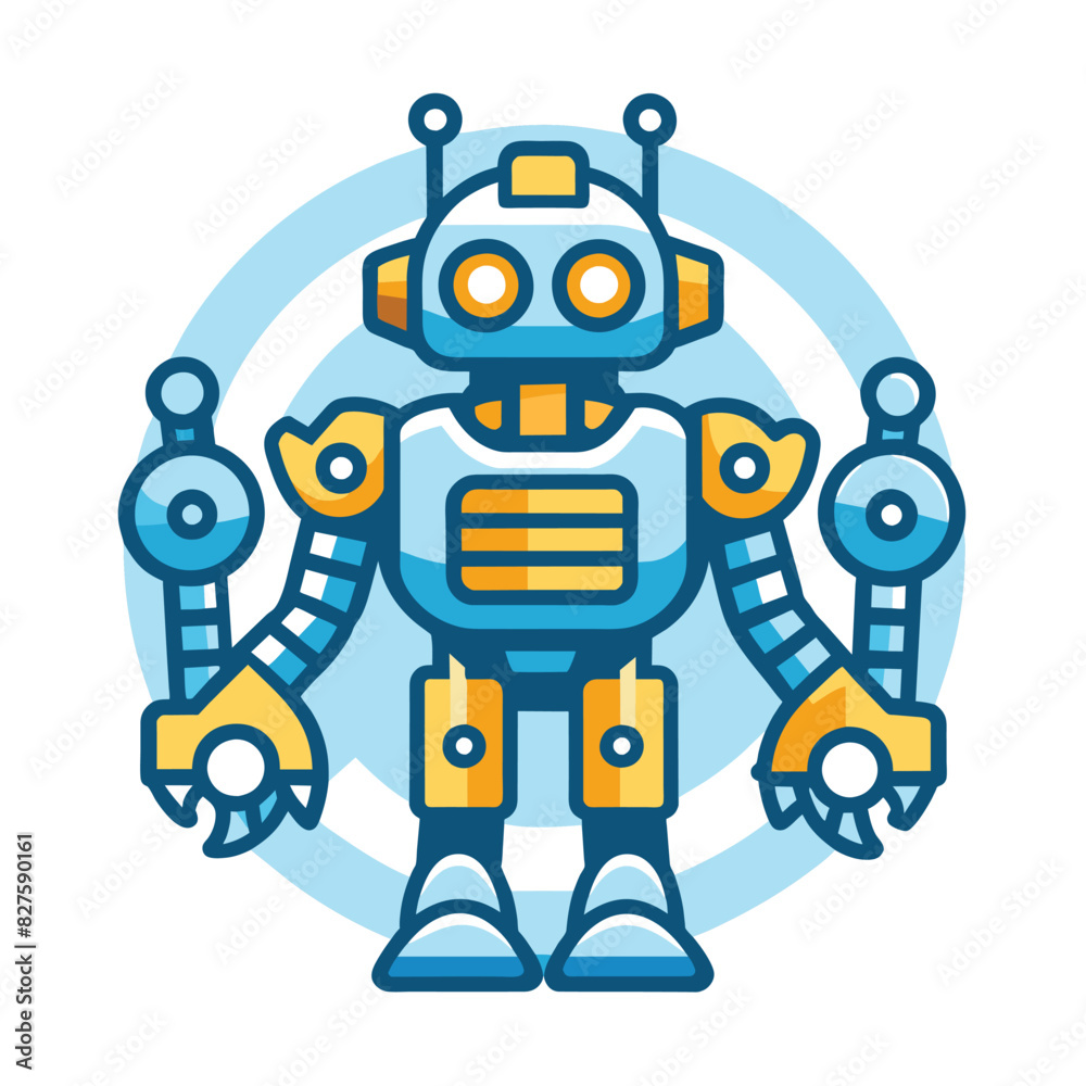 Cartoon Robot with Blue and Yellow Color Scheme Cartoon Robot with Blue and Yellow Color Scheme