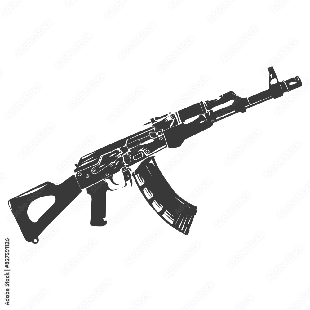 Silhouette machine gun military weapon body black color only Silhouette machine gun military weapon body black color only