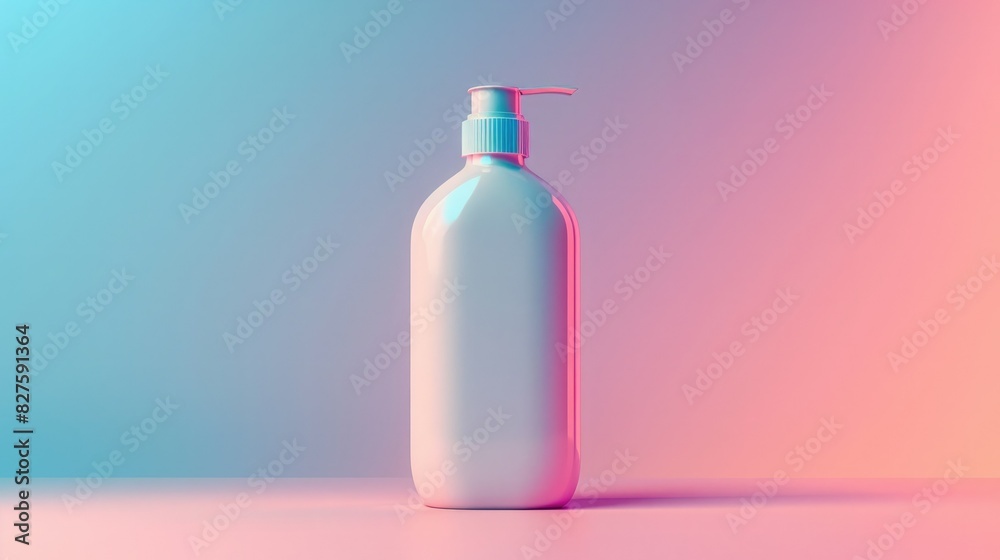 Minimalistic white lotion pump bottle with gradient lighting. Perfect for skincare product presentations and advertising campaigns. Minimalistic white lotion pump bottle with gradient lighting. Perfect for skincare product presentations and advertising campaigns.