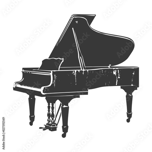 Silhouette old piano black color only