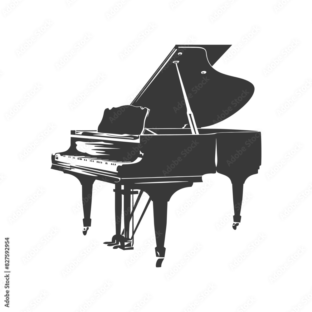 Silhouette old piano black color only Silhouette old piano black color only