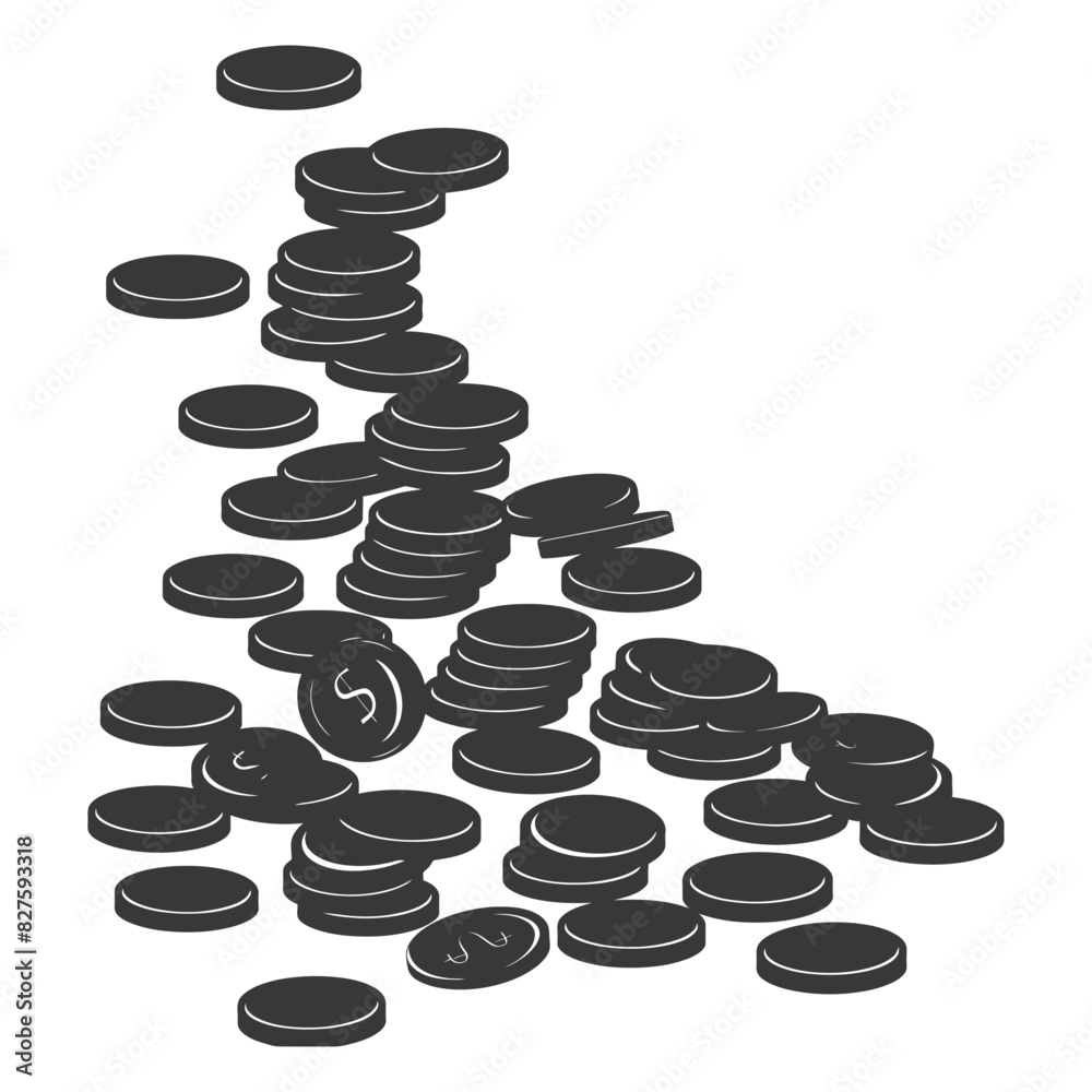 Silhouette pile of coin black color only Silhouette pile of coin black color only