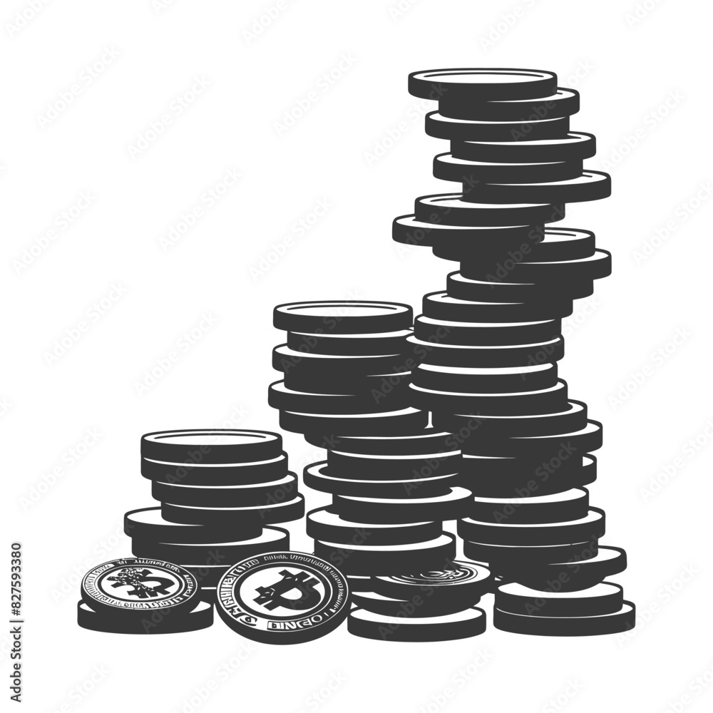 Silhouette pile of coin black color only Silhouette pile of coin black color only