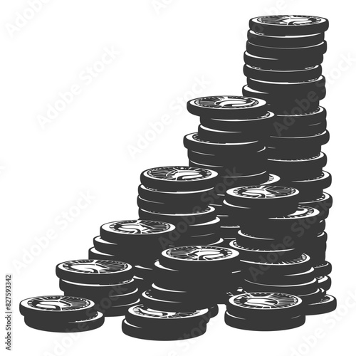 Silhouette pile of coin black color only