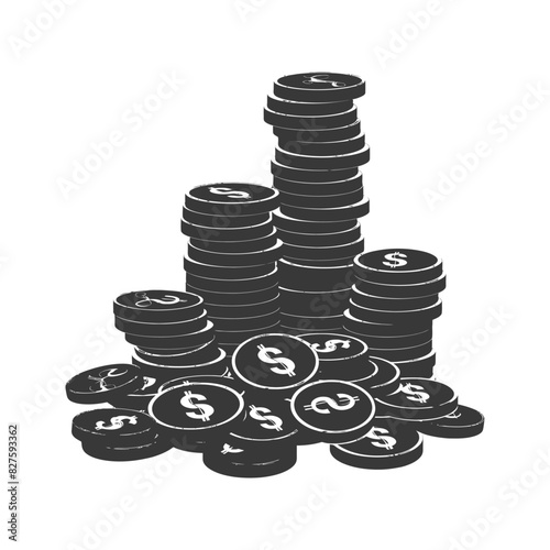 Silhouette pile of coin black color only